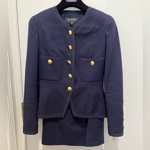 AUTHENTIC VINTAGE Navy Chanel Skirt Suit